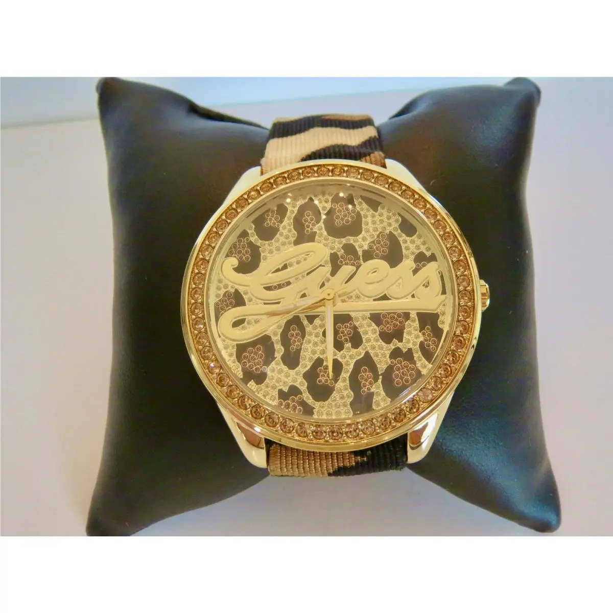 Petite Animal Print Face Strap Watch U85089L1 Crystals Bezel by Guess