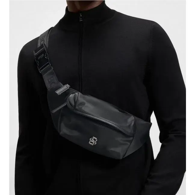 Belt Bag W/ Double B Monogram Bumbag Solid Black Limited Issue by Hugo Boss