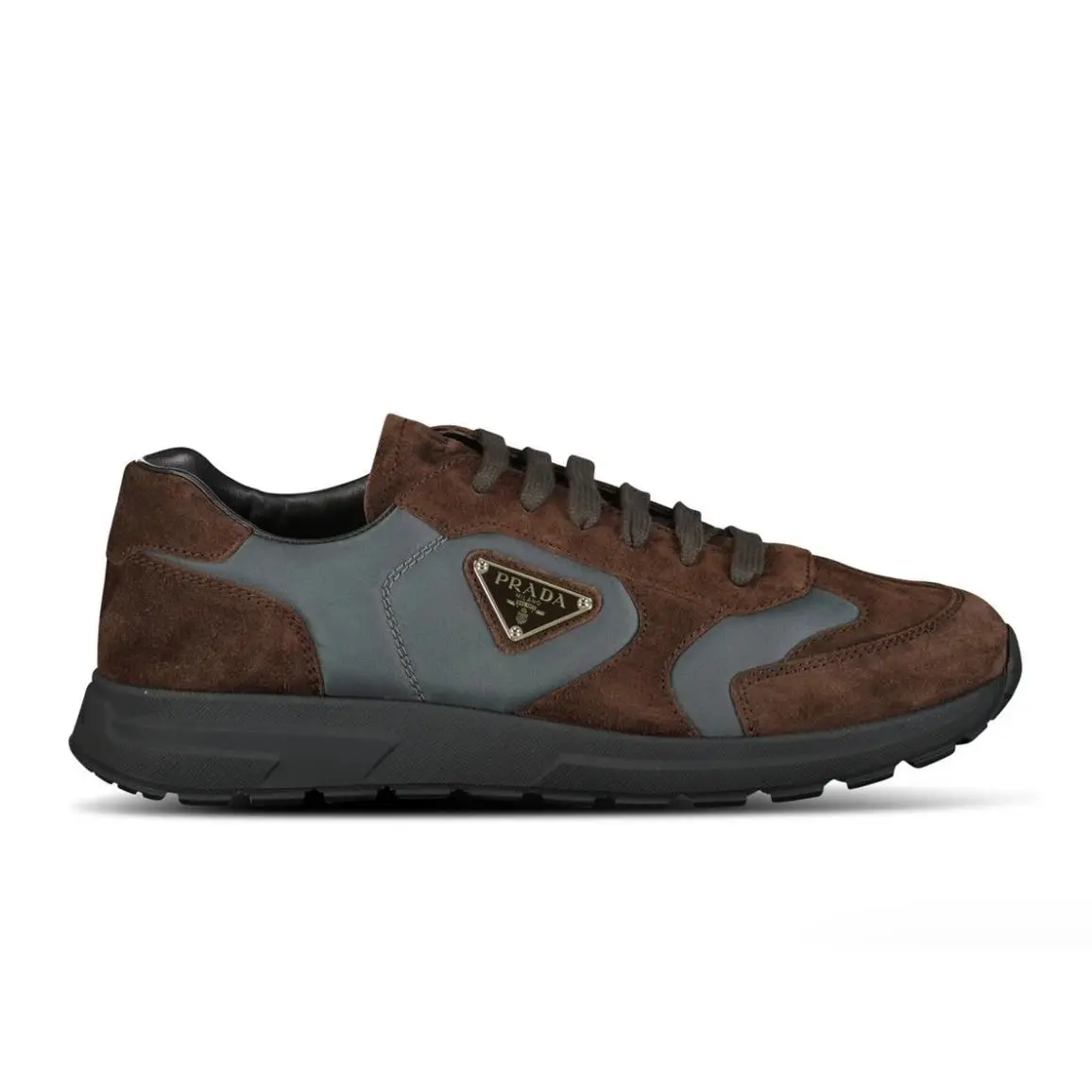 Prada Prax 2.0 Blue Re-nylon Brown Suede Sneakers 2EE455 UK 7.5 US 8.5