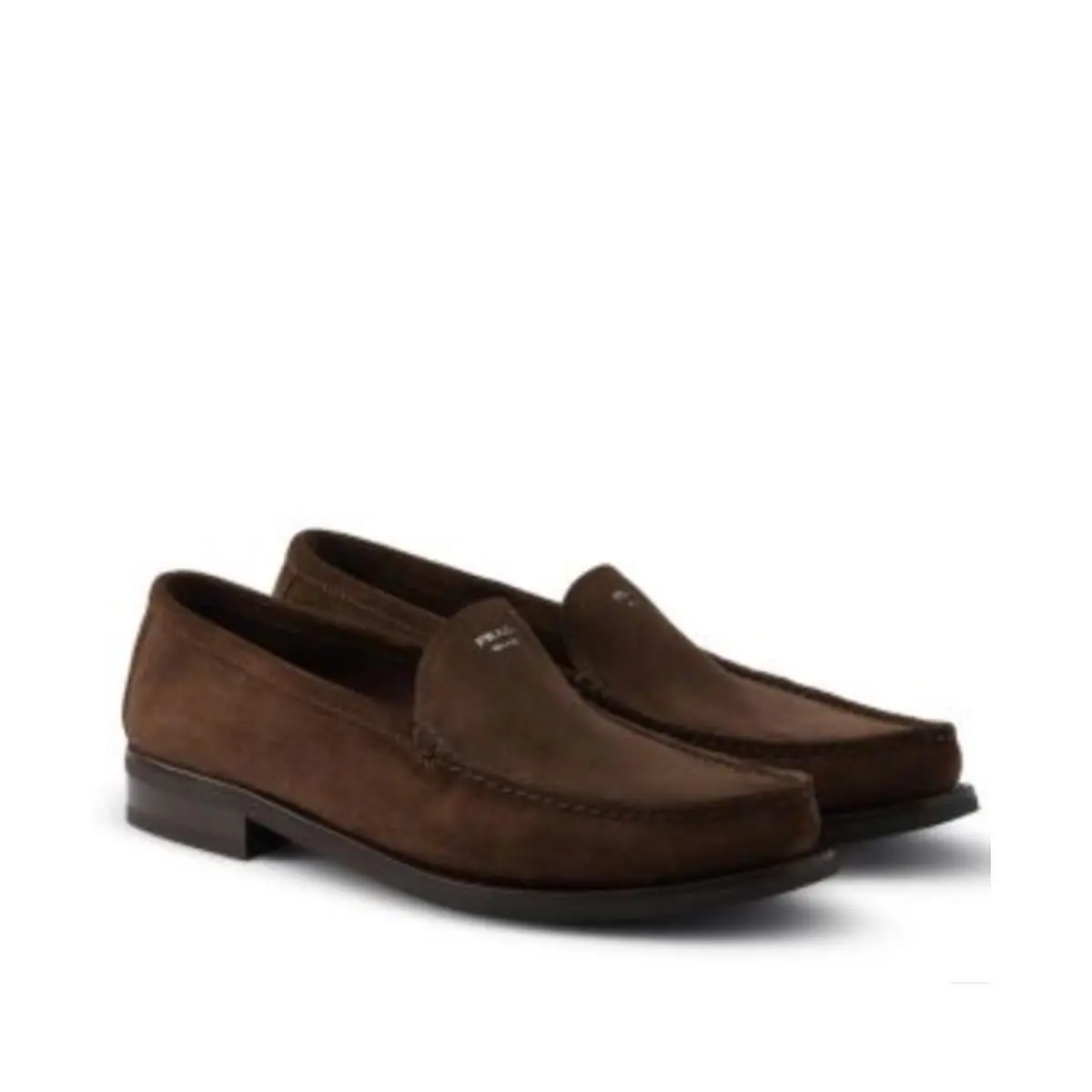 Prada Milano Mens Suede Loafers Ebony Brown Moc Toe Slip On Shoes 2DB229