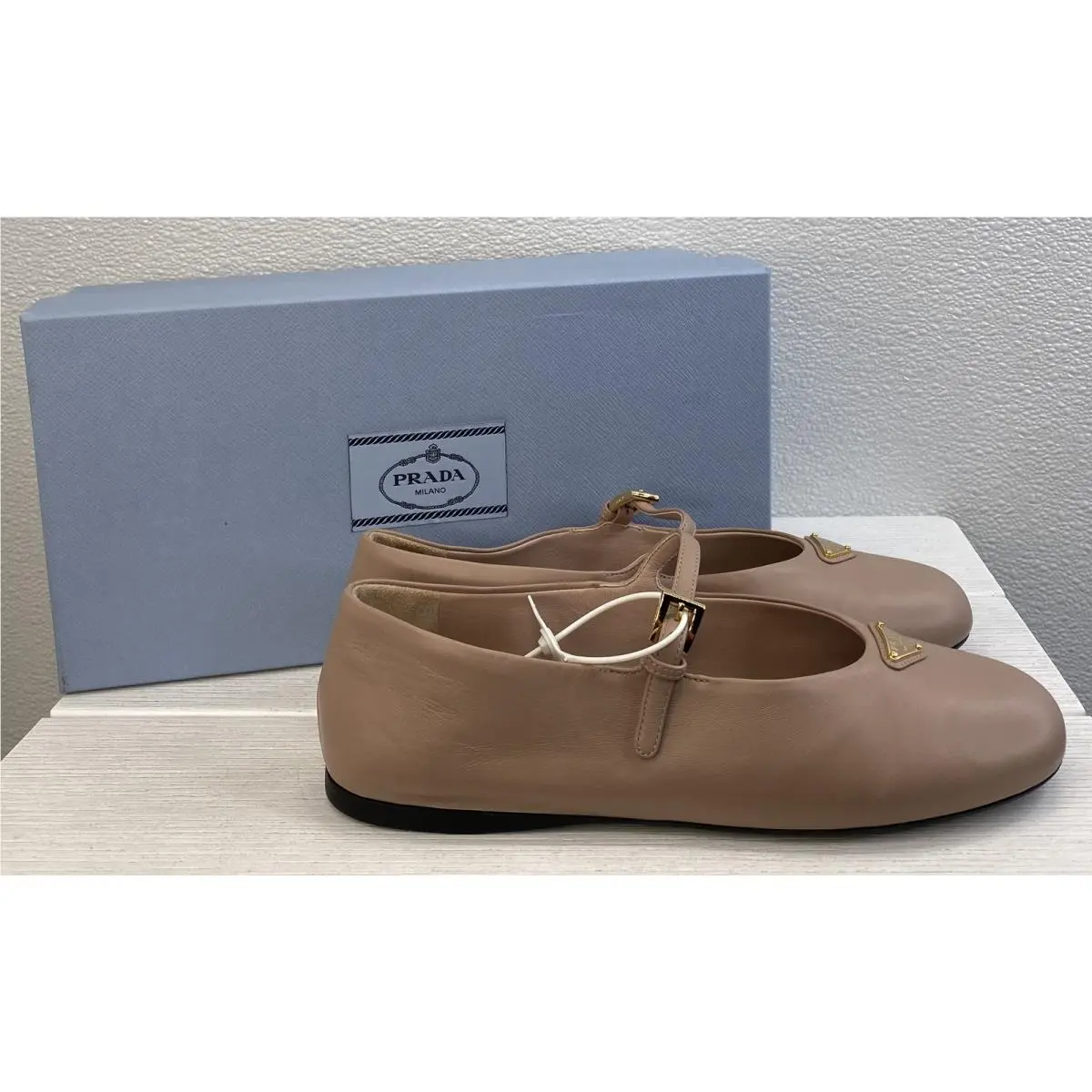 Prada Ballerinas Women`s Size US8 EU38 Pink Nappa Leather Round Toe Ballet Flats