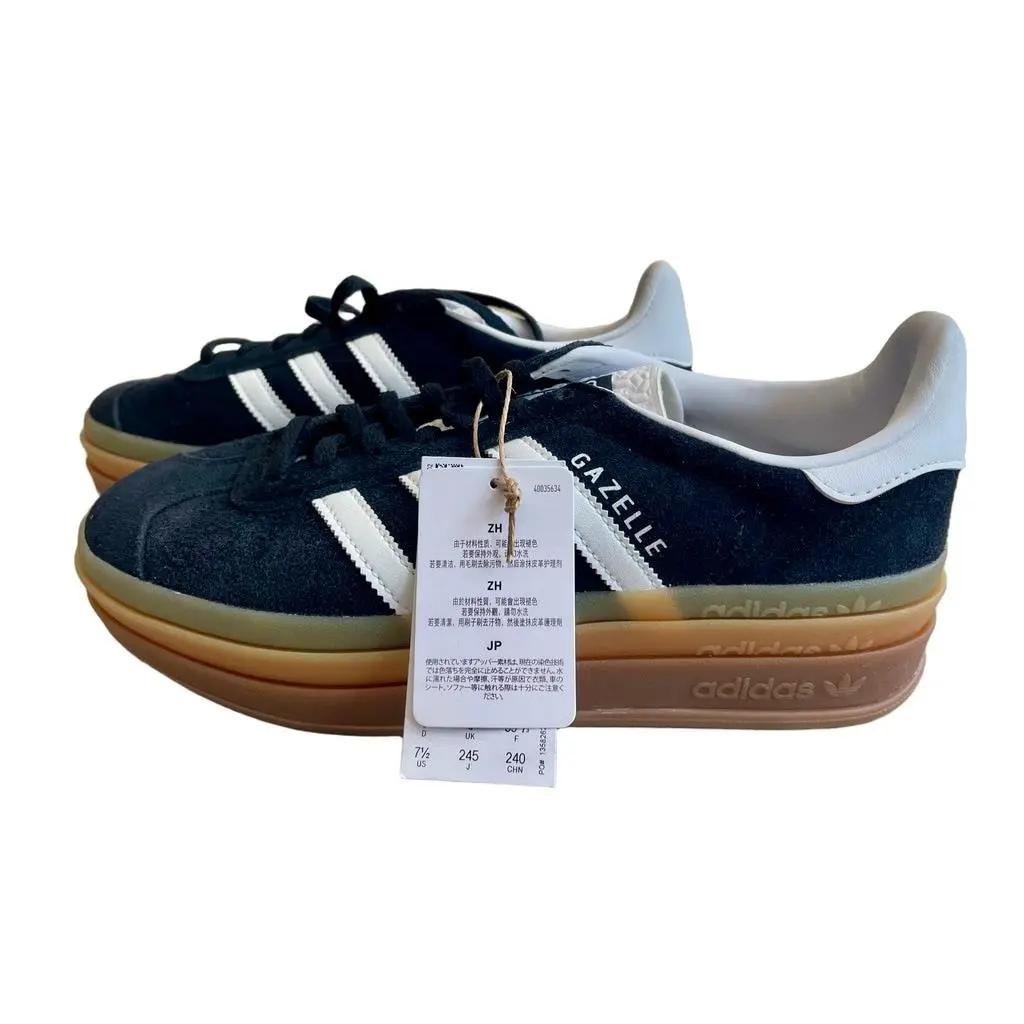 Adidas Gazelle Bold Women’s 7.5 Black White Gum Platform Sneakers IE0876