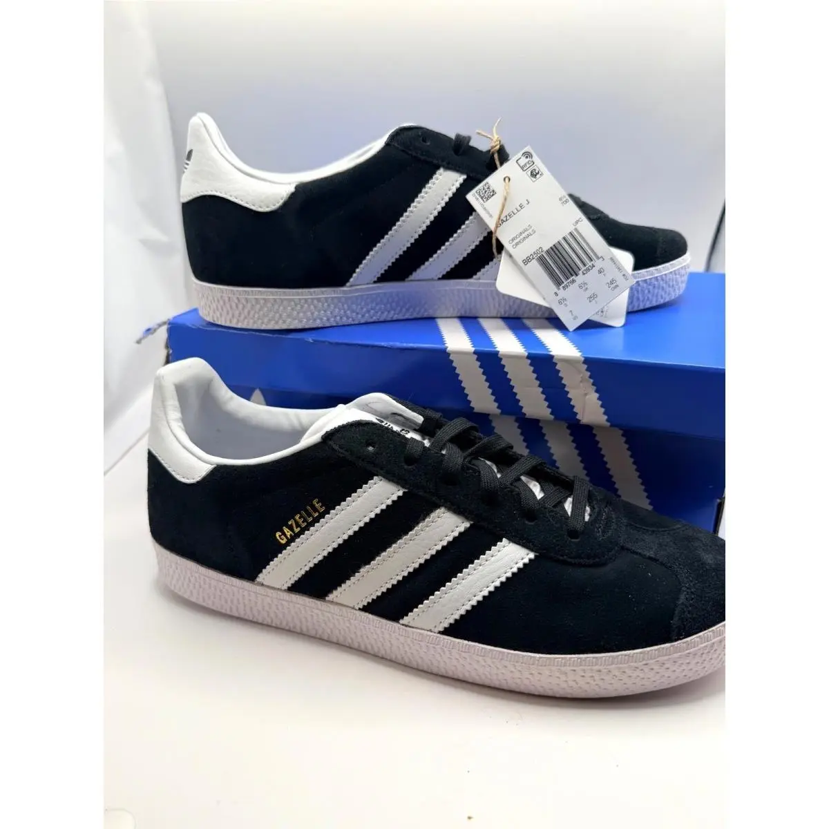 Adidas Gazelle J Sneakers Mens Size 7 Black White Suede BB2502