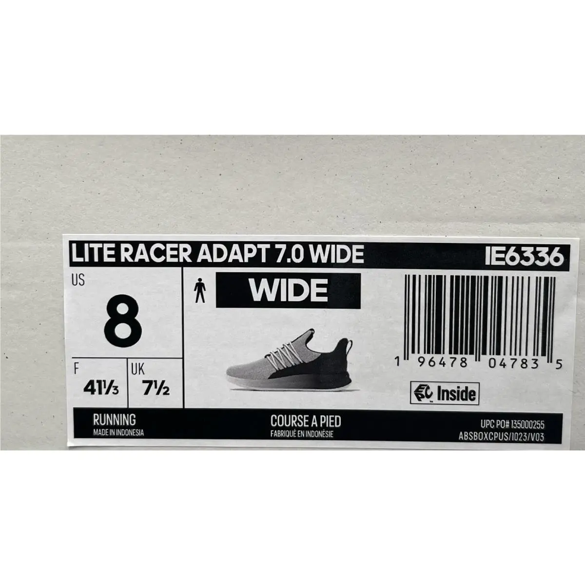 Adidas shoes - adidas Lite Racer Adapt - Lite Racer Adapt - White/Black/Gray (UPC: 196478047835) 8