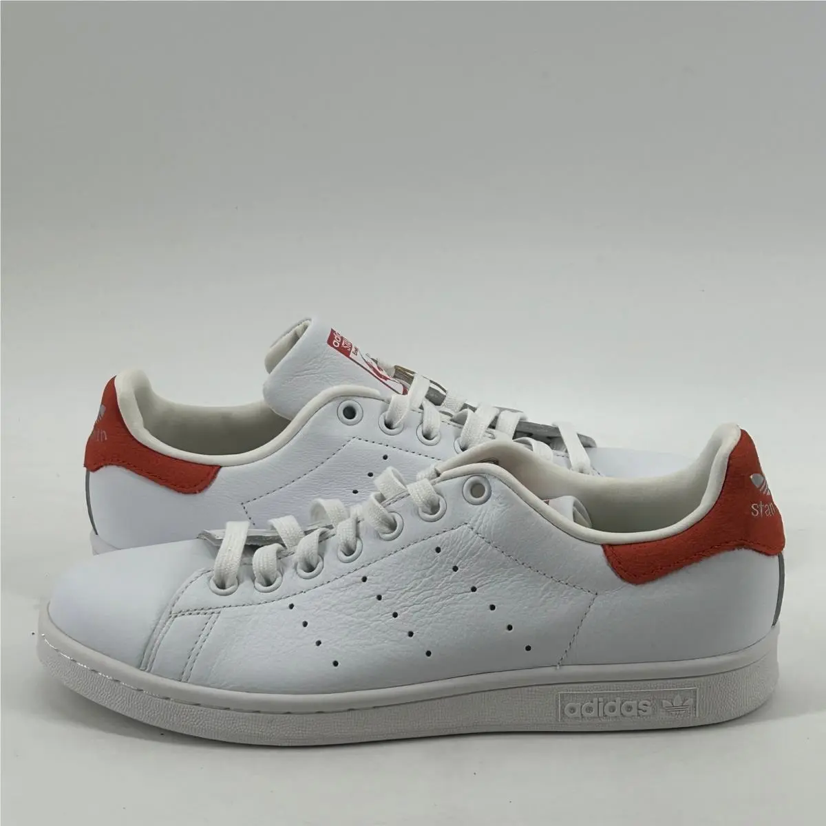 Adidas Stan Smith J Sneakers Youth 7 White Red HQ1855 Leather Classic