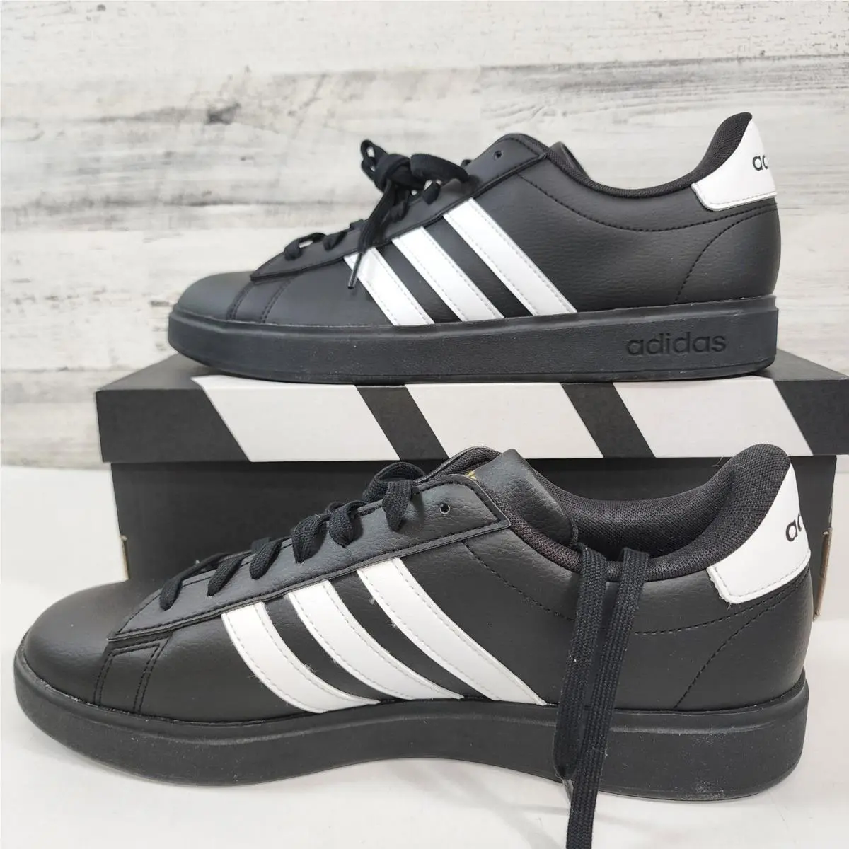 Adidas Grand Court 2.0 Sneakers Men 12 Black White Stripe Casual Sportswear