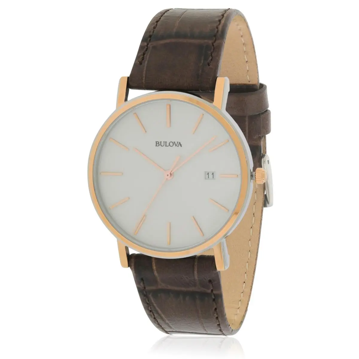 Brown Leather Mens Watch 98H51 by Bulova