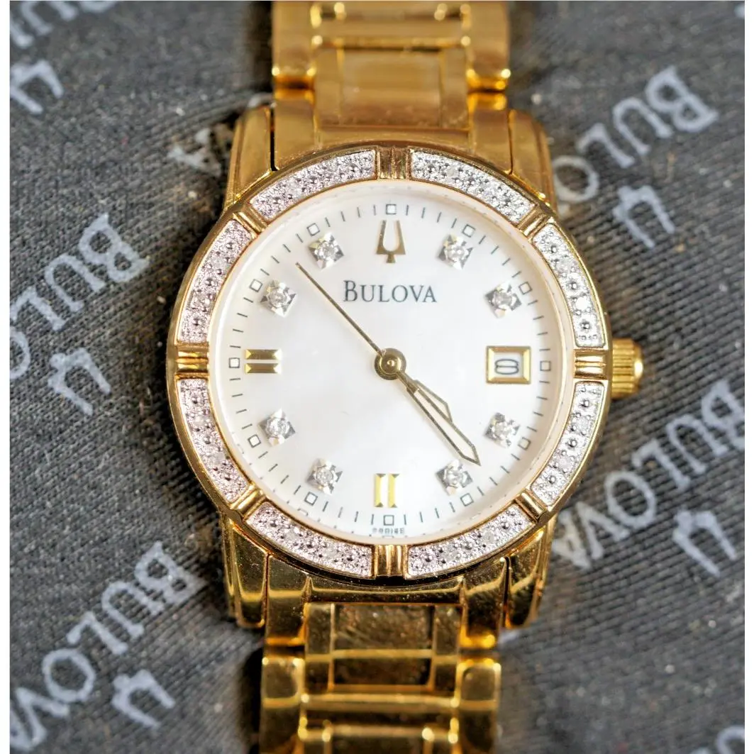 Ladies  24 Diamonds Mother of Pearl Dial Wrist Watch 26mm by Bulova