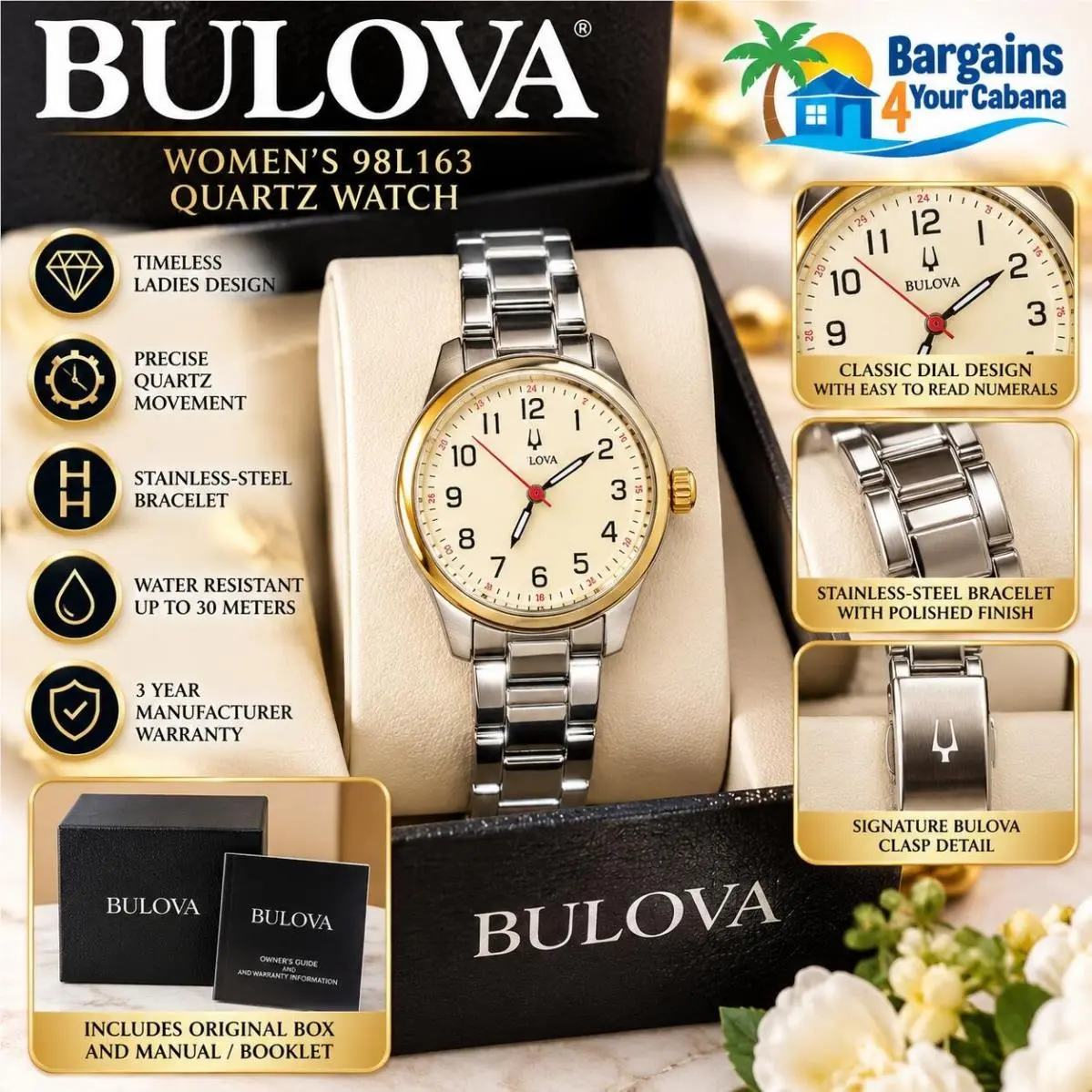 Women`s Silver Stainless-steel Quartz Watch 98L163 by Bulova
