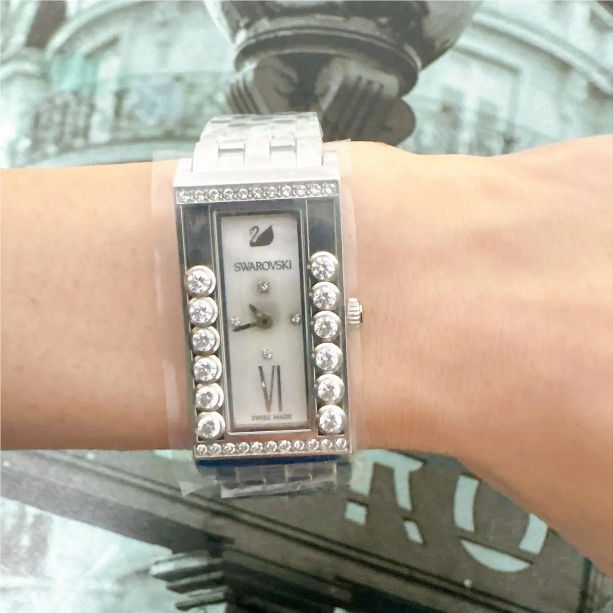 Lovely Crystals Square Watch Model 5096682 Stainless Steel Bracelet by Swarovski