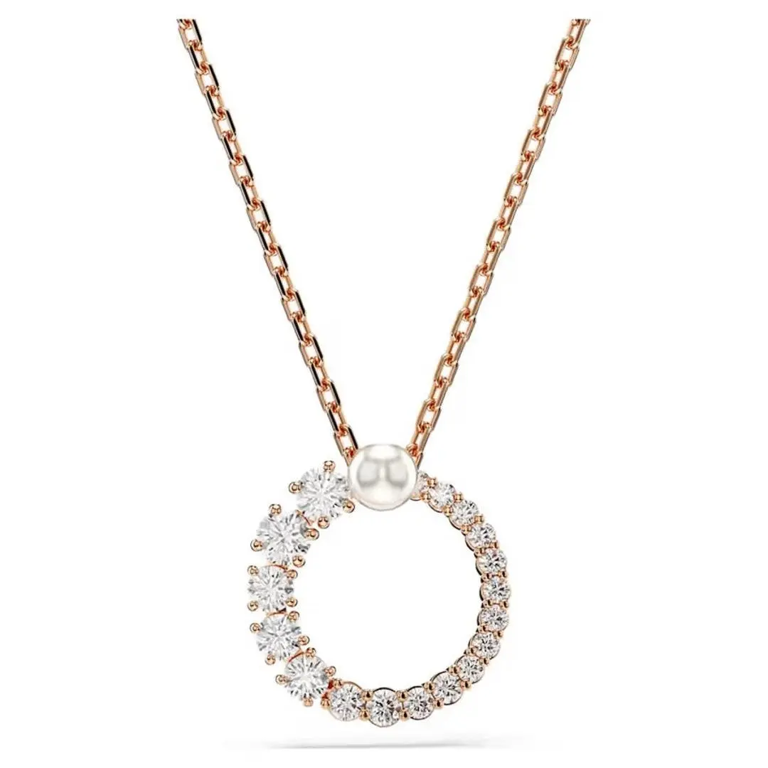 Matrix White Crystal Rose-gold Tone Necklace 5701598 by Swarovski