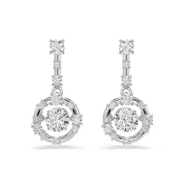 Swan White Rhinestones Mixed Metal Earrings 5720879 by Swarovski