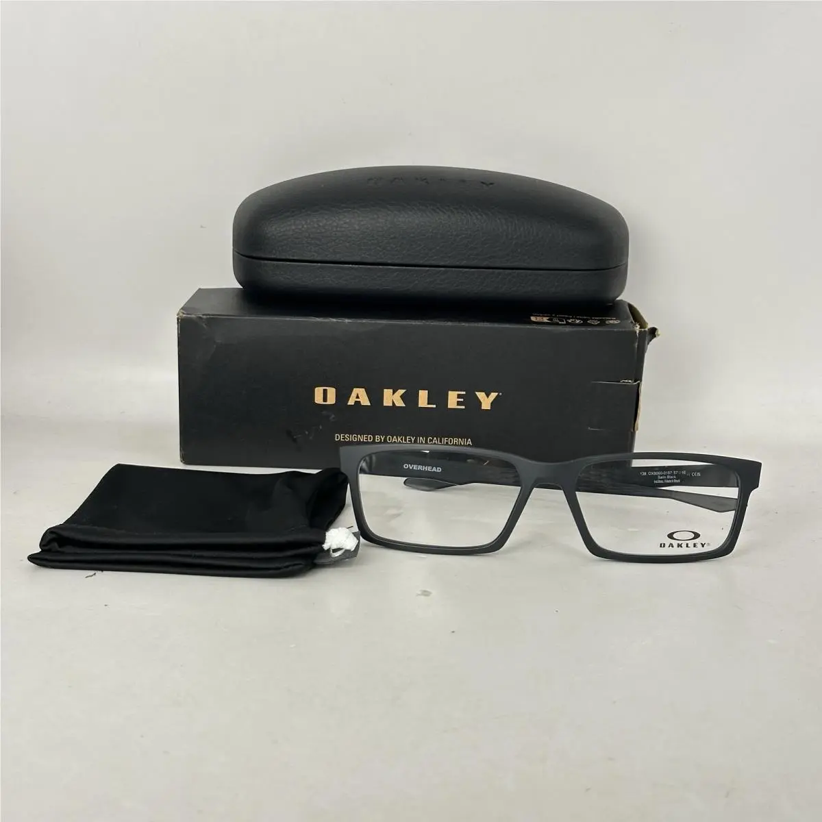 Mens Overhead Rectangle Full Rim Eyeglasses OX8060 Satin Black by Oakley