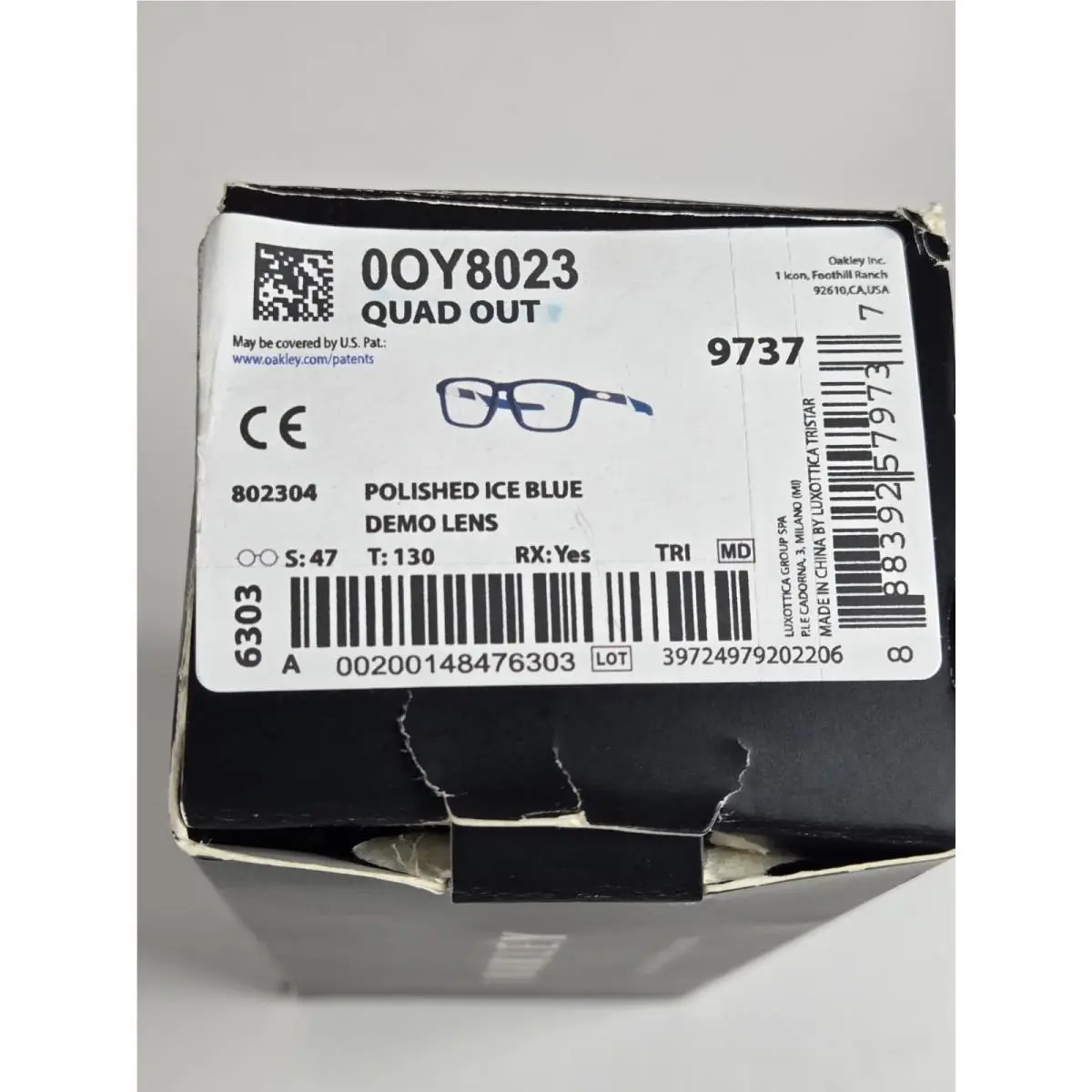 Quad Out OY8023 Polished Ice Blue Youth Eyeglass Frame 130 Frame Only by Oakley