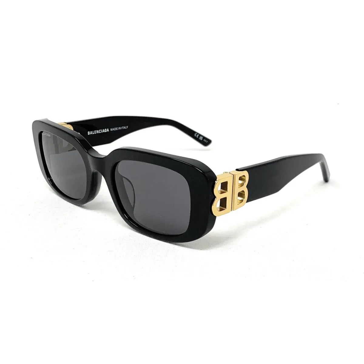 BB0310SK 001 Black Rectangle Women`s Sunglasses Gray Lenses 53-22-140 by Balenciaga