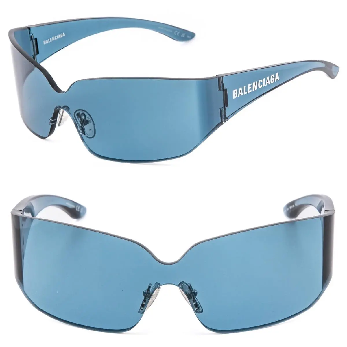 Balenciaga BB0421S Mono Wrap 0421 Blue Fashion Shield Futuristic Sunglass 003
