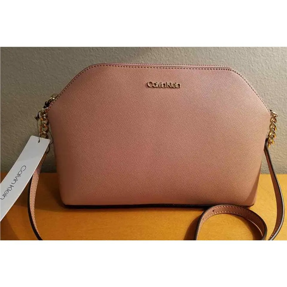 Crossbody Leather Pink/gold Chain Handbag Purse CK by Calvin Klein
