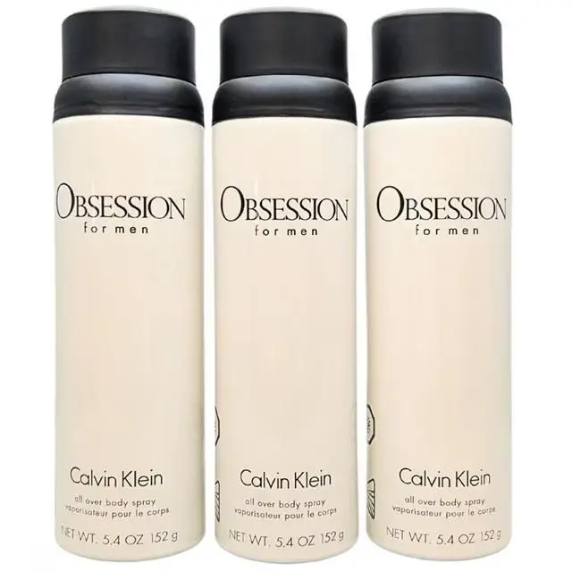 Pack OF 3 Obsession  For Men All Over Body Spray 5.4 oz 152g by Calvin Klein