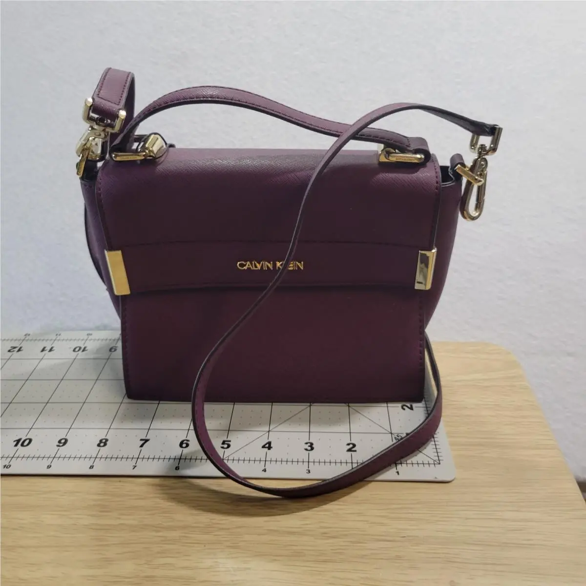 Crossbody Bag Purple Goldtone Hardware Top Handle Too by Calvin Klein
