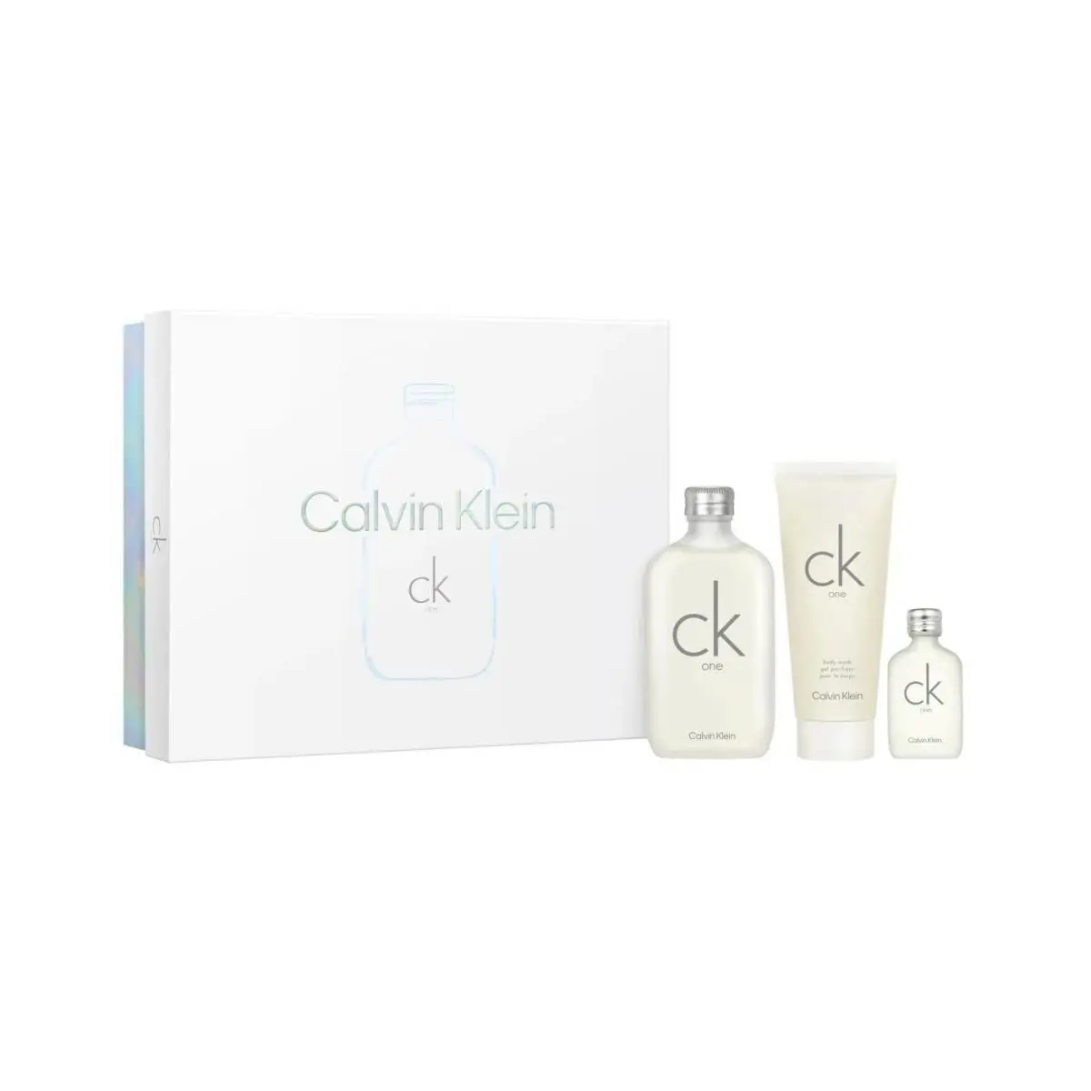 CK One  3.4 oz Edt Spray+ 3.4 oz Body Wash+ 15ml Mini Set by Calvin Klein