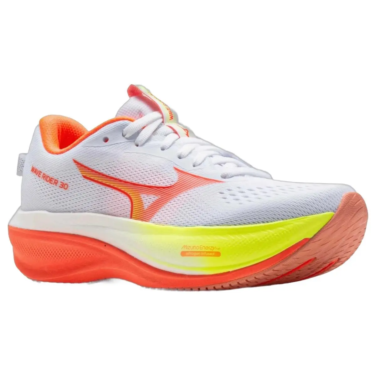 Mizuno shoes - Mizuno Wave Rider 30 - Wave Rider - 411623001B - White/Flamingo Coral 10