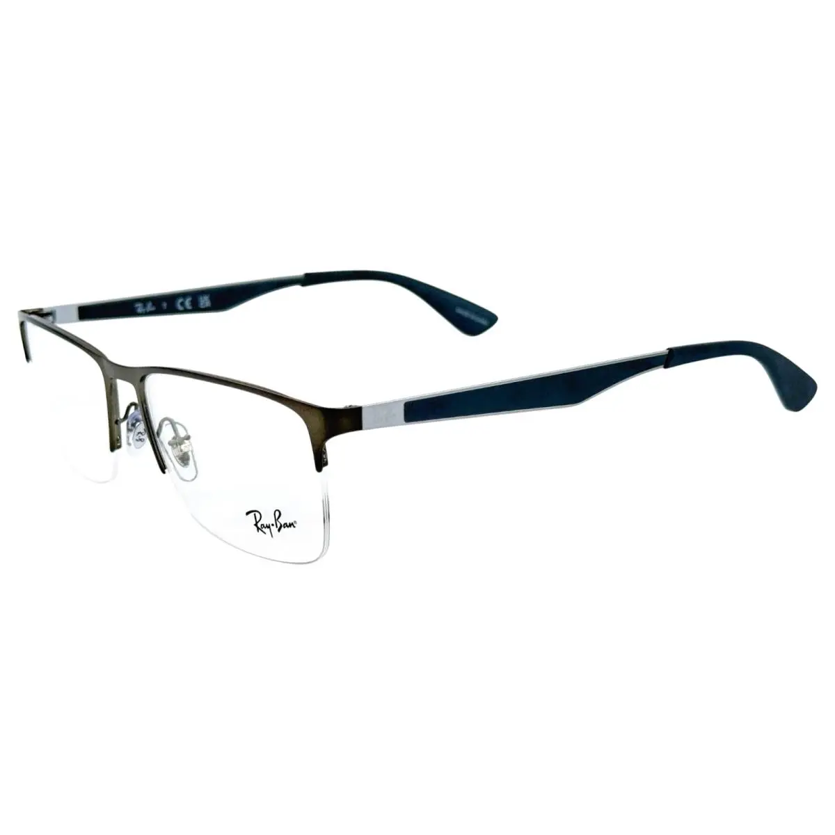Ray Ban RB6335 Mens Semi Rimless Eyeglass Frame 2855 Matte Gunmetal 58-17 w Case by Ray-Ban
