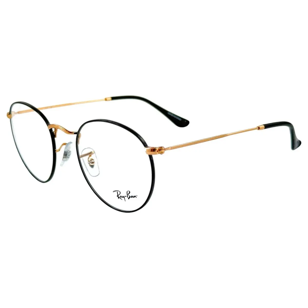 Ray Ban RB3447V Unisex Round Metal Eyeglass Frame 3173 Black on Rose Gold 50-21 by Ray-Ban