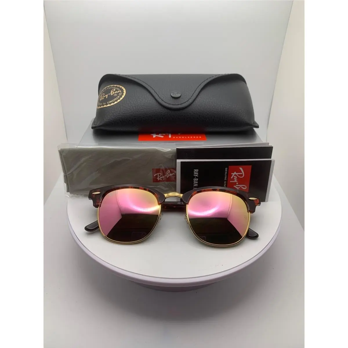 Ray-ban Clubmaster RB3016 Tortoise Arista Pink Mirror Sunglasses 51mm