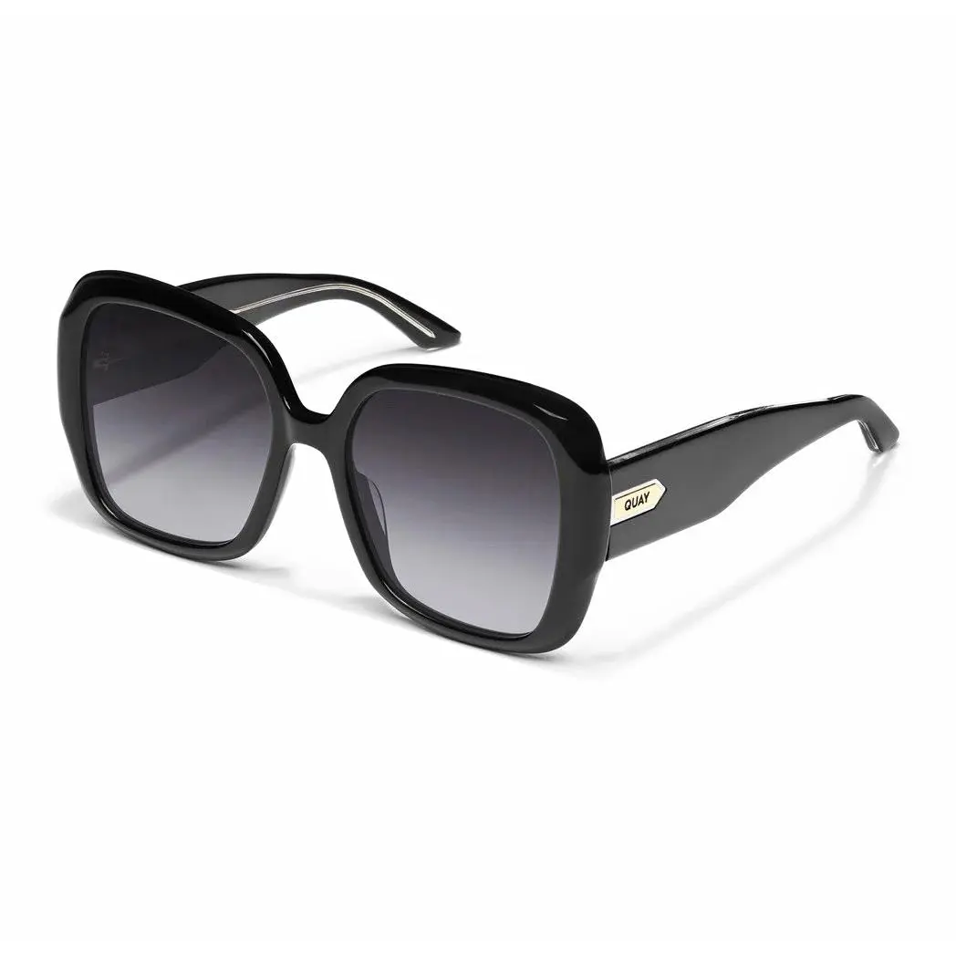 Quay 77097 Full Glam Oversized Square Black Acetate Frame Gray Gradient Lens