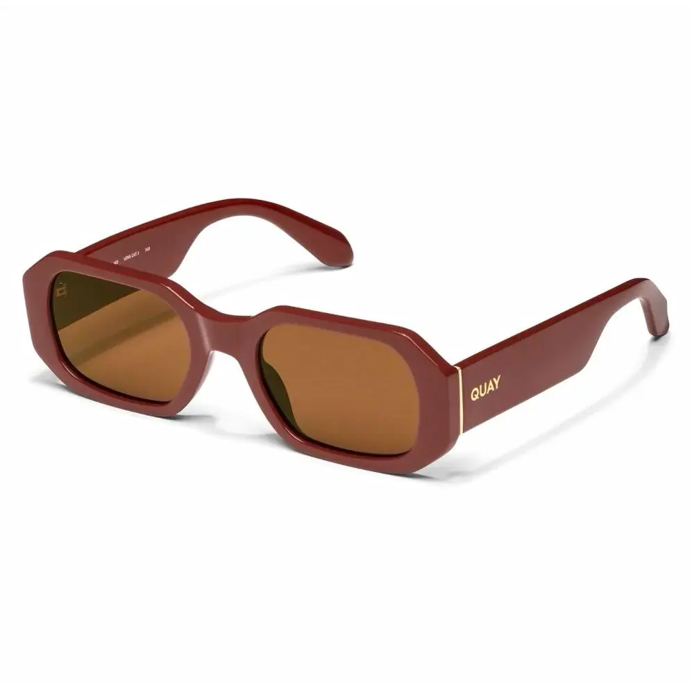 Quay Hyped Up Square Sunglasses Chocolate Frame Brown Tinted Lens Full Rim 145mm