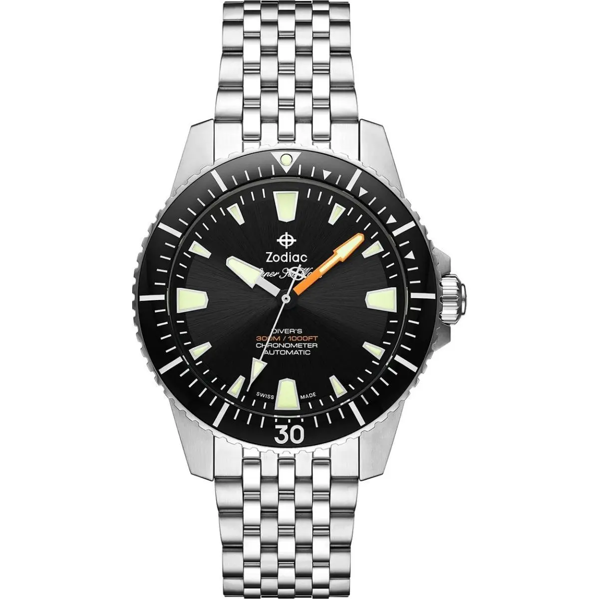 Super Sea Wolf Pro-diver Automatic Cosc Certified Black Dial ZO3552 by Zodiac