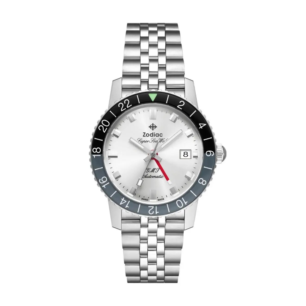 Super Sea Wolf Gmt Automatic Silver Dial Black/gray Bezel Watch ZO9415 by Zodiac