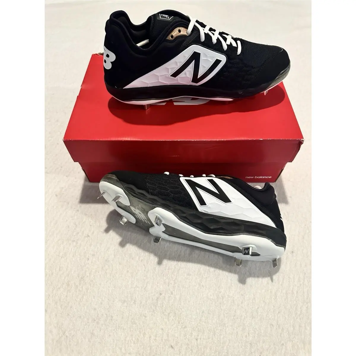 Balance Metal Baseball Cleats Black / White L3000BK4 Size 12 by New Balance