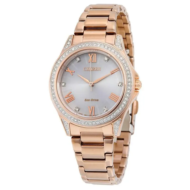 Citizen EM0233-51A Pov Eco-drive Silver Dial Rose Gold Bracelet 34MM Women Watch
