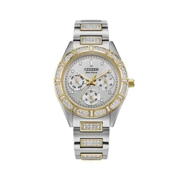 Citizen Eco Drive Crystal Two Tone Stainless Steel Ladies Watch