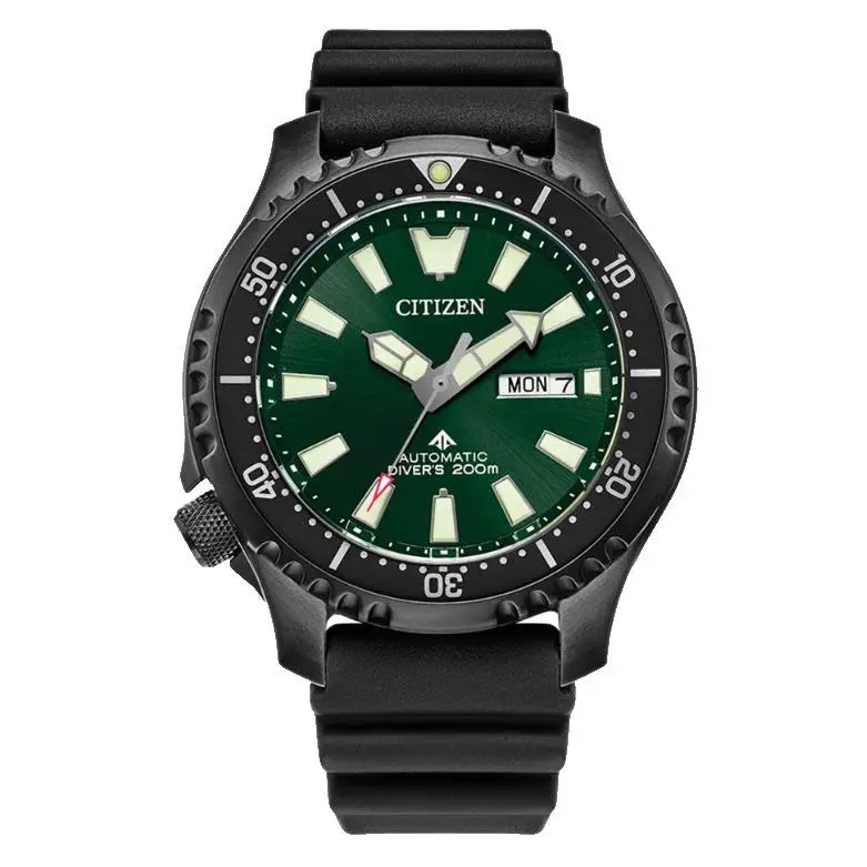 Citizen Automatic Promaster Dive Green Dial Black Strap Unisex Watch NY0155-07X