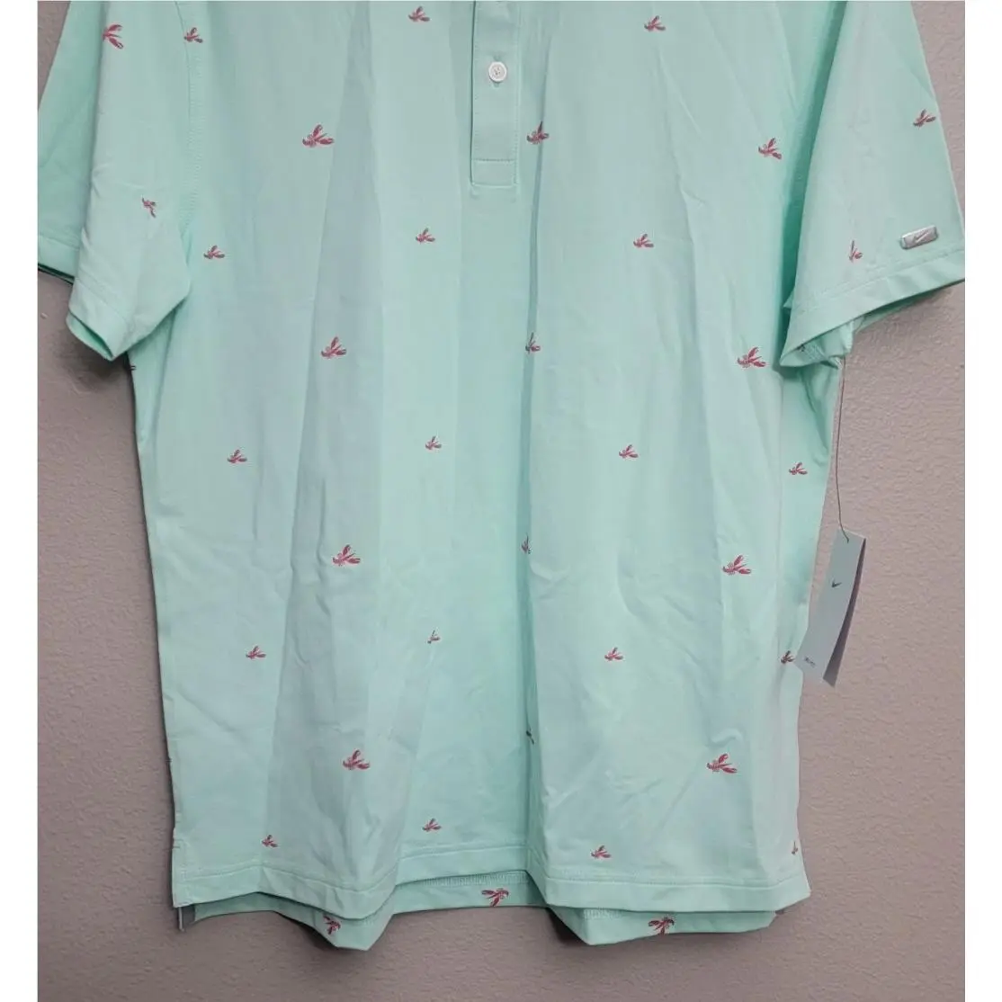 Nike clothing - Dri-Fit Player Lobster Print Polo Shirt - DH0945-379 - Mint Foam (UPC: 195868205558) 4