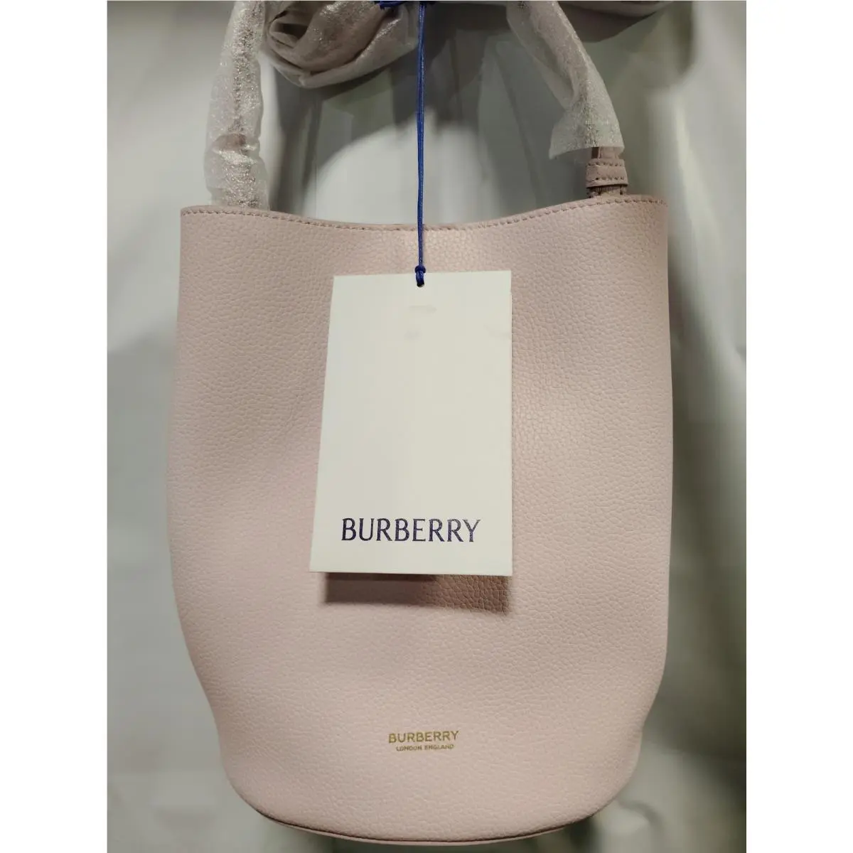 Small Leather Bucket Bag Pink Lilac by Burberry