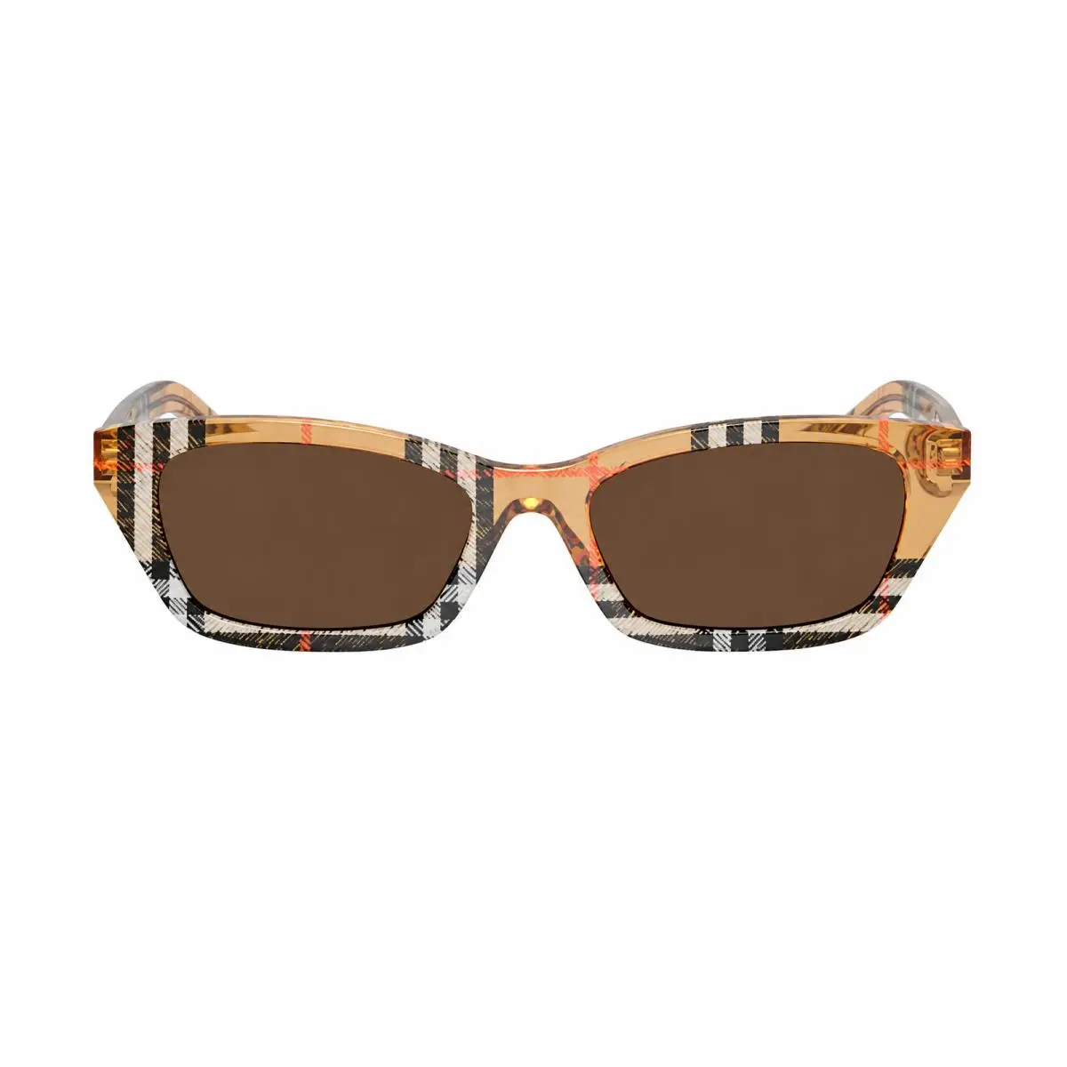 BE 4488 416373 Check Sand Plastic Rectangle Sunglasses Brown Lens by Burberry