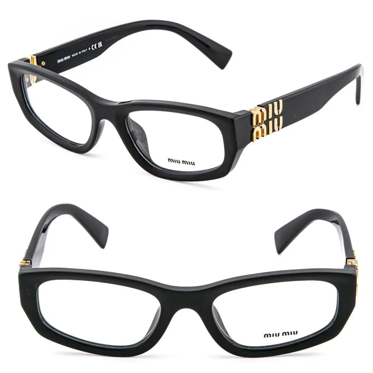 04Y Logo MU04YV Black Geometric Eyeglasses Optical Frame 52mm 04YV by Miu Miu