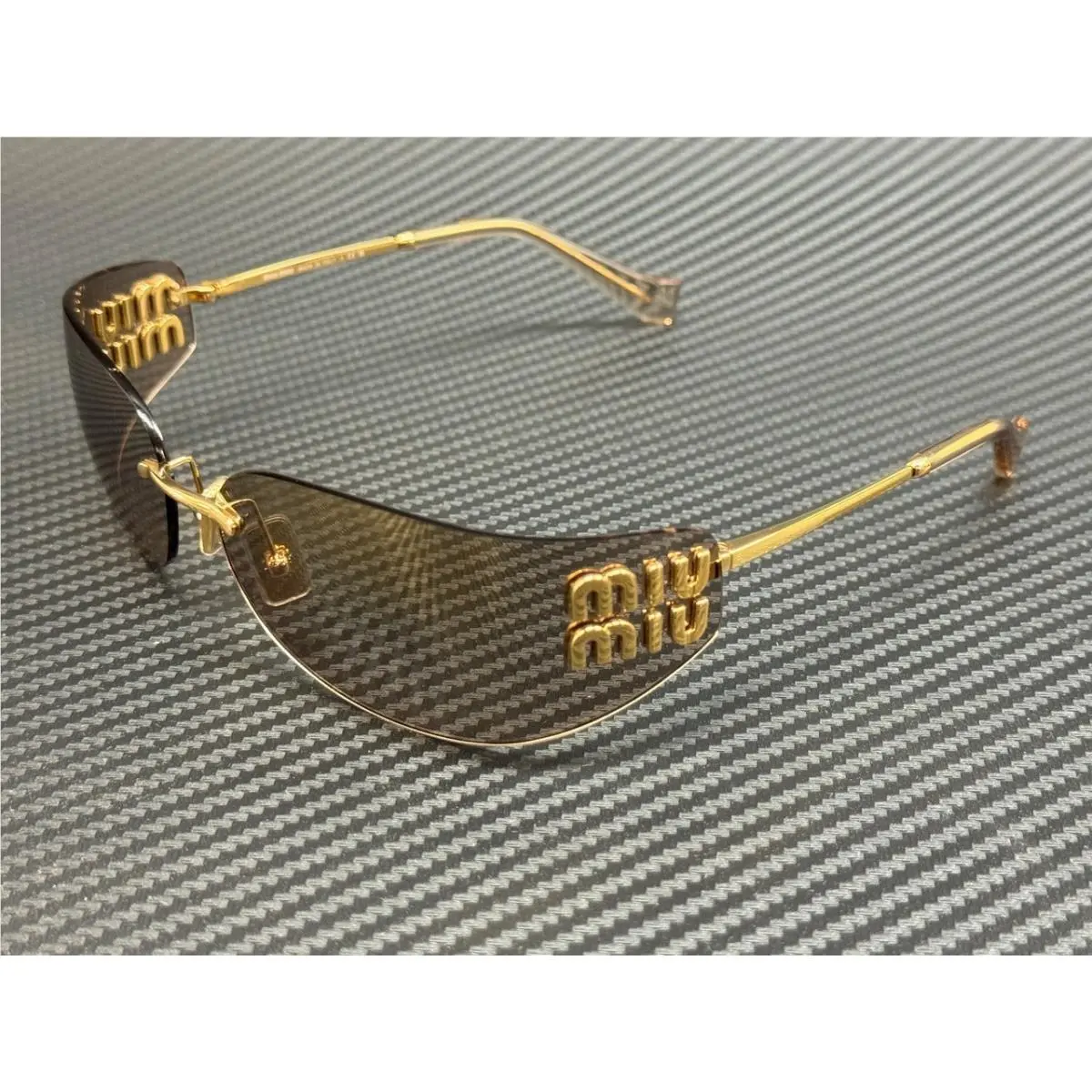 MU A51S 5AK20P Gold Brown Mirror Bronze Women`s 75 mm Sunglasses by Miu Miu