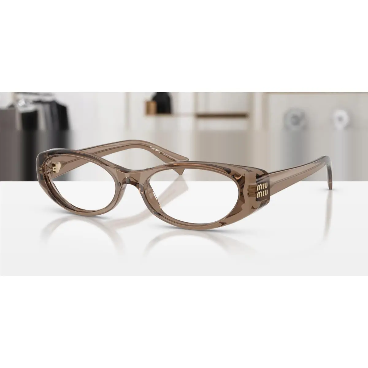MU 03ZV 26M1O1 Transparent Brown Women`s 55 mm Eyeglasses by Miu Miu