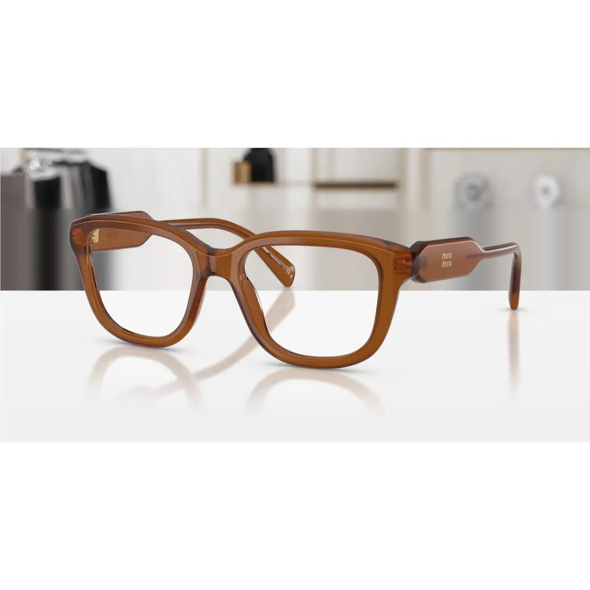 MU 02ZV 22I1O1 Opal Brown Women`s 53 mm Eyeglasses by Miu Miu