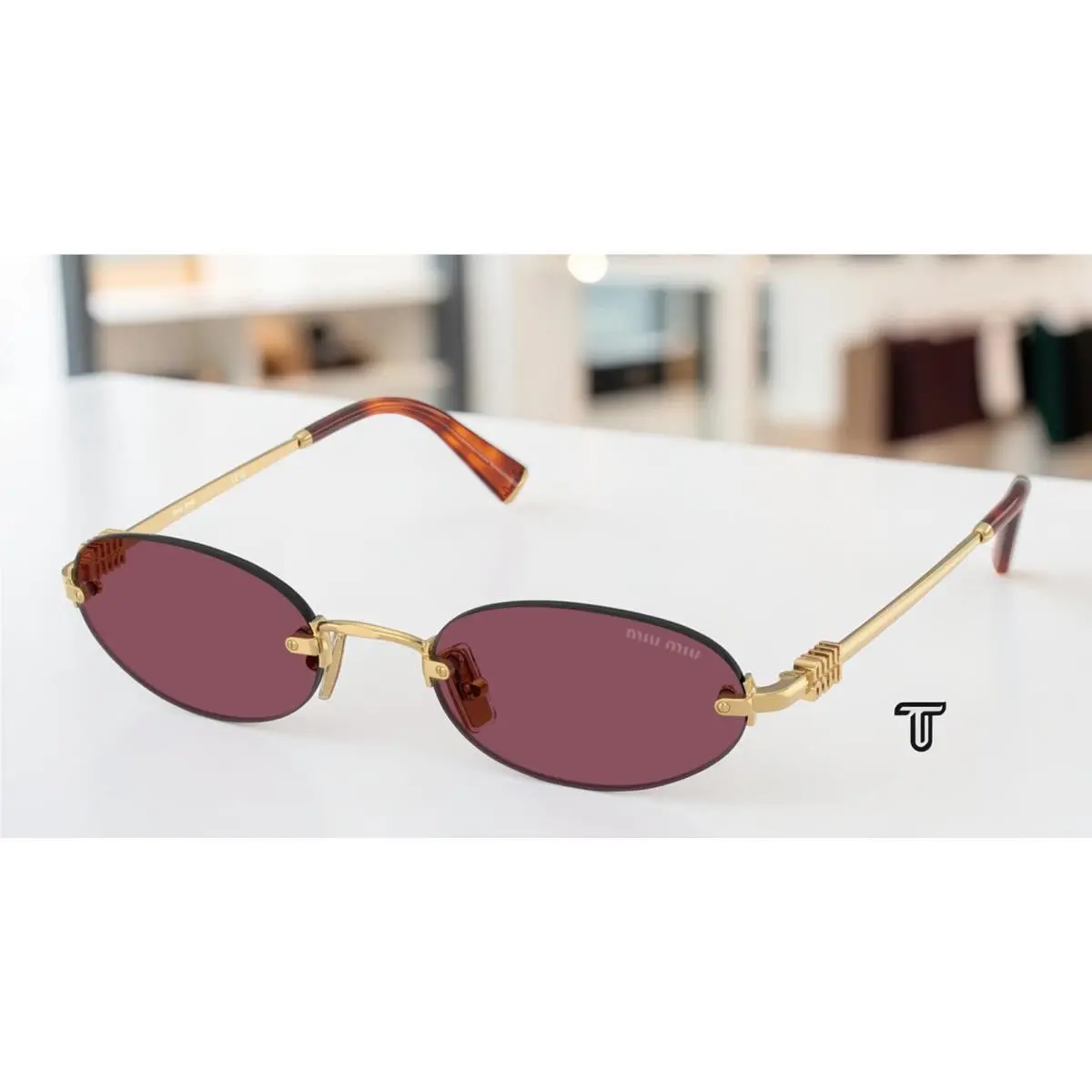 MU A54S 5AK20Y Gold Dark Violet 51 mm Women`s Sunglasses by Miu Miu