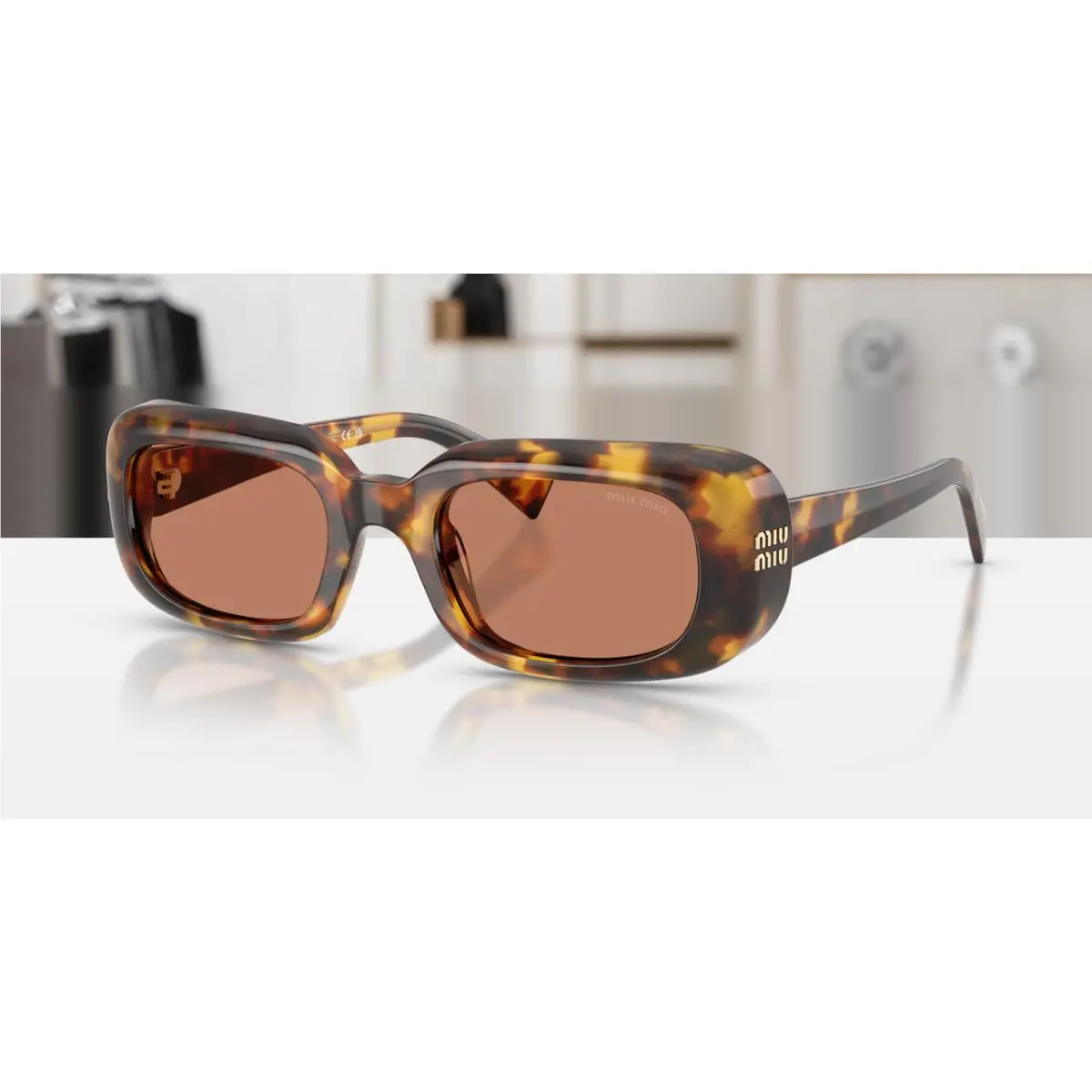 MU B13S 14L90Q Honey Havana Brown Women`s 52 mm Sunglasses by Miu Miu