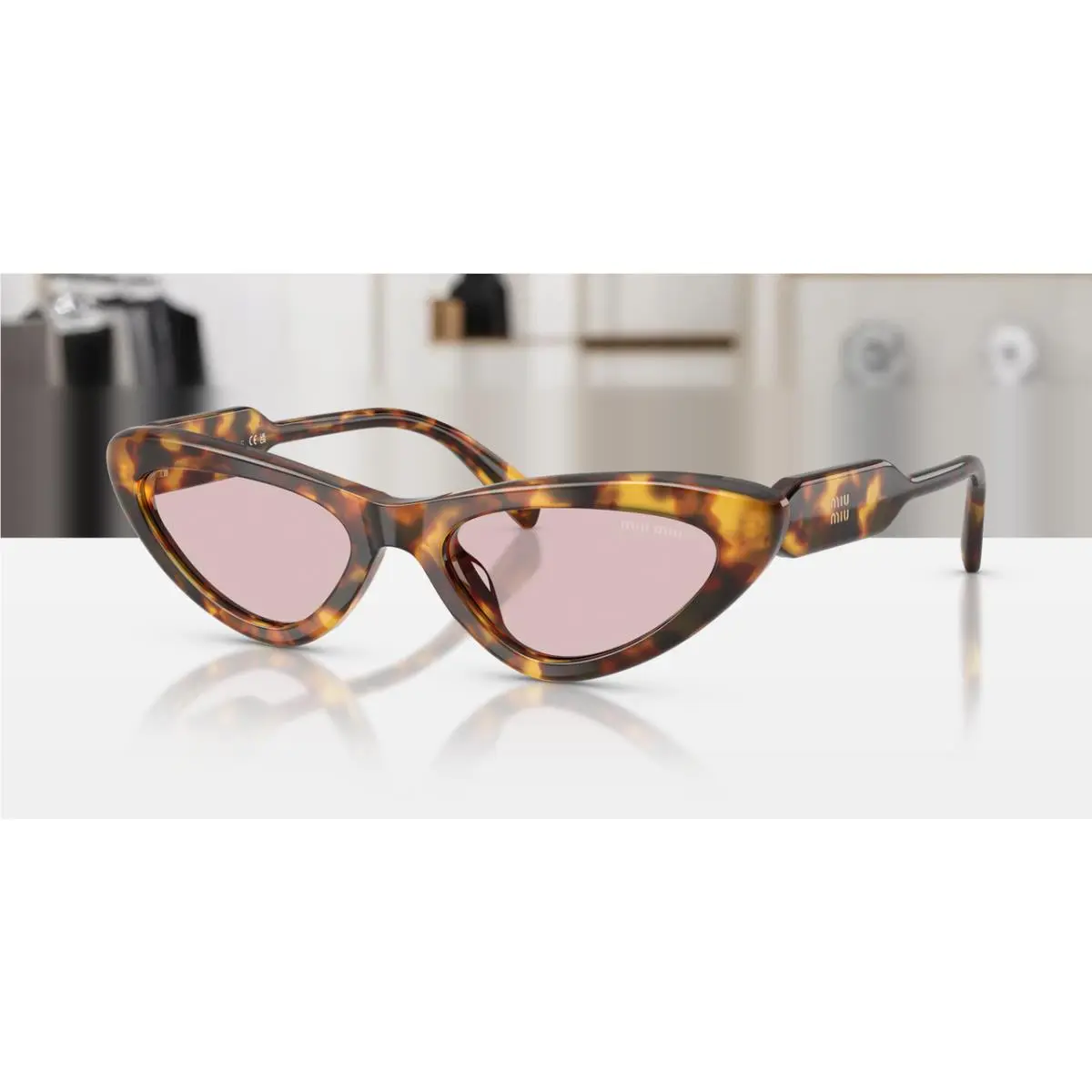 MU B11SU 14L4I0 Honey Havana Pink Women`s 55 mm Sunglasses by Miu Miu