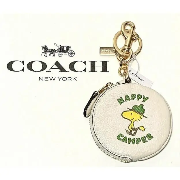 C4318  X Peanuts Circular Pouch Bag Charm with Woodstock by Coach
