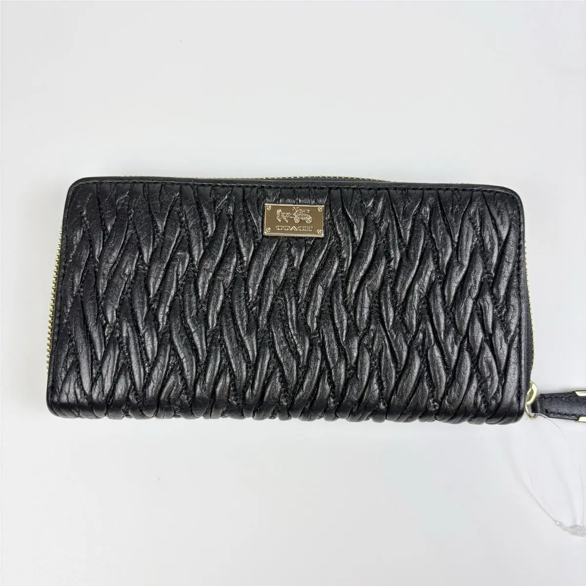 Coach Madison Gathered Twist Accordion Zip Wallet Black F49609