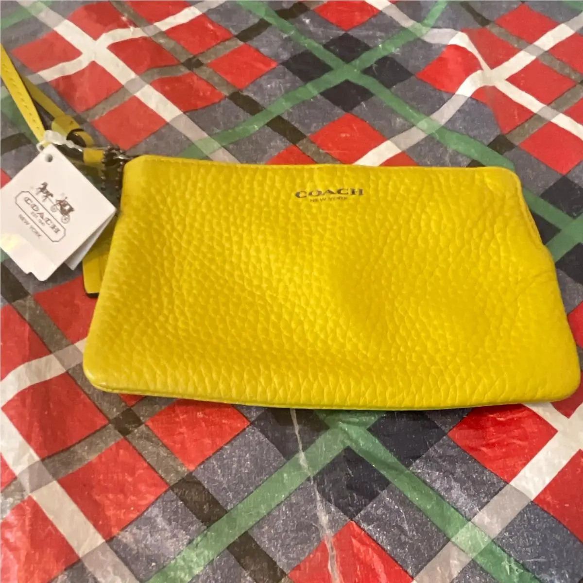 York 51622 Saffron Yellow Pebble Grain 6”x4” Coin Purse/wristlet by Coach