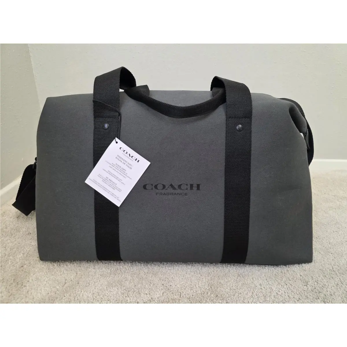 Fragrance Large Weekend Duffle Bag Gray Black Travel Bag by Coach
